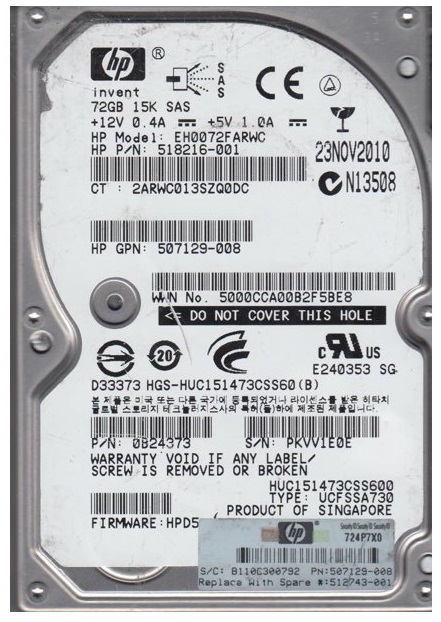 HP SAS HDD 72GB 10k 2.5" 431954-002 Hard Disk