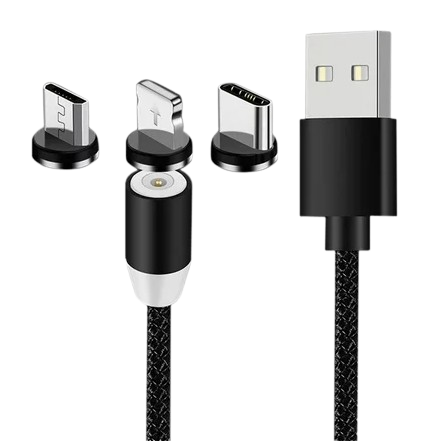 USB TO INTERCHANGABLE MAGNETIC TIPS micro/USB-C/LIGHTNING - NEW